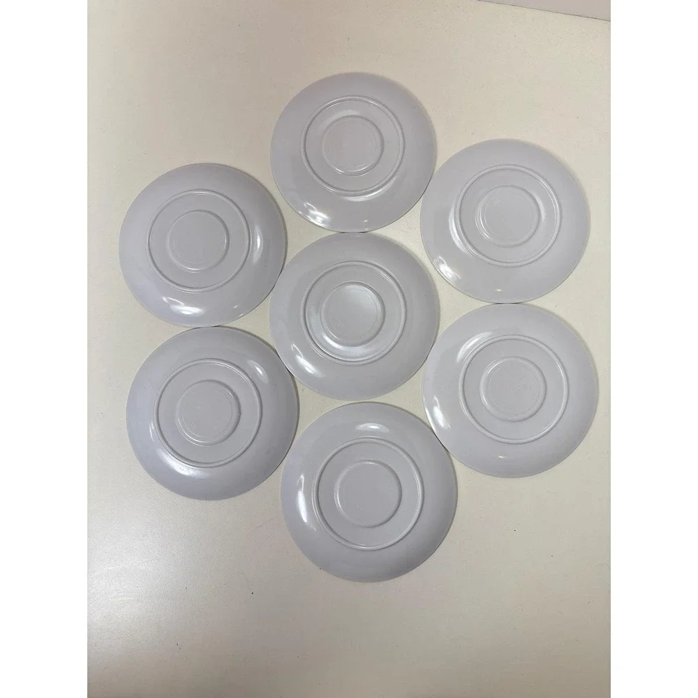 Set‎ of 7 Vintage Prolon White Melamine Saucers 5.5 Inch Round Plates 7202 MCM
